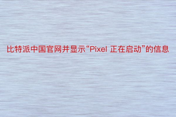 比特派中国官网并显示“Pixel 正在启动”的信息