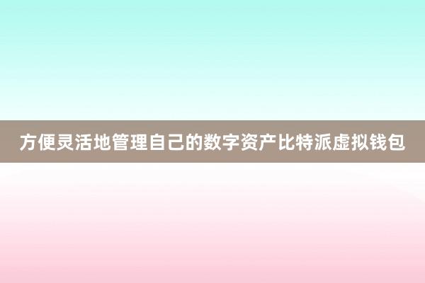 方便灵活地管理自己的数字资产比特派虚拟钱包