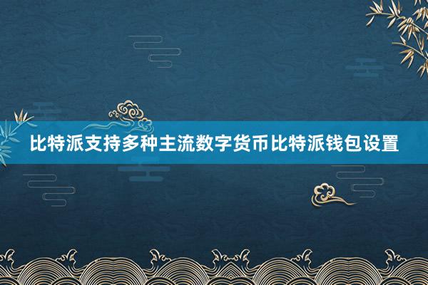 比特派支持多种主流数字货币比特派钱包设置