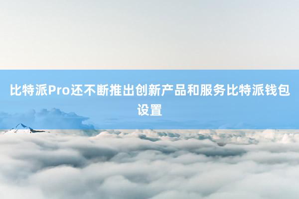 比特派Pro还不断推出创新产品和服务比特派钱包设置