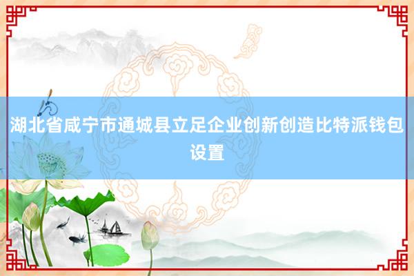 湖北省咸宁市通城县立足企业创新创造比特派钱包设置