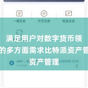 满足用户对数字货币领域的多方面需求比特派资产管理